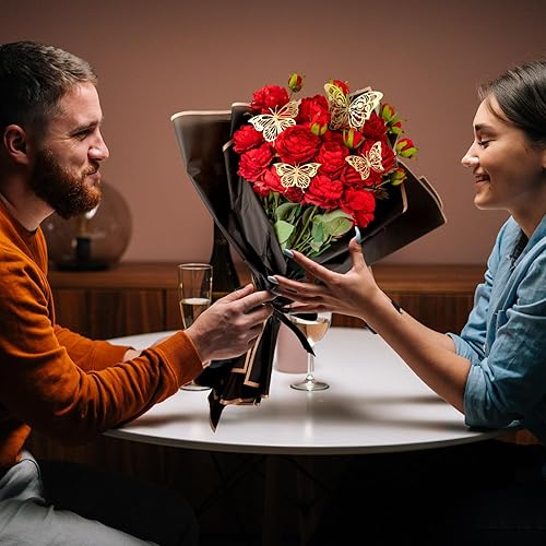 Miniatura 6 de KFPPLXQ Juego de 60 hojas de papel de regalo de flores de rosa, papel de regalo floral impermeable de 22.8 pulgadas con 3 rollos de cinta y