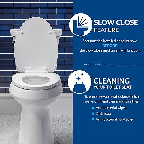 Miniatura 18 de Mayfair Caswell Modern - Asiento de inodoro de cierre lento, plástico duradero, alargado, blanco, paquete de 4