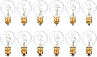 Simba Lighting Aromatic Medium Size Wax Warmer Mini Globe G30 Round Bulb 25W E12 Candelabra Base (12 Pack), Clear Glass, 110V 120V, 2700K Warm White