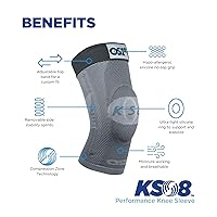 Vista 4 de OrthoSleeve Rodillera de compresión estabilizadora KS8 con anillo estabilizador de rótula, férulas de estabilidad y parte superior ajustable