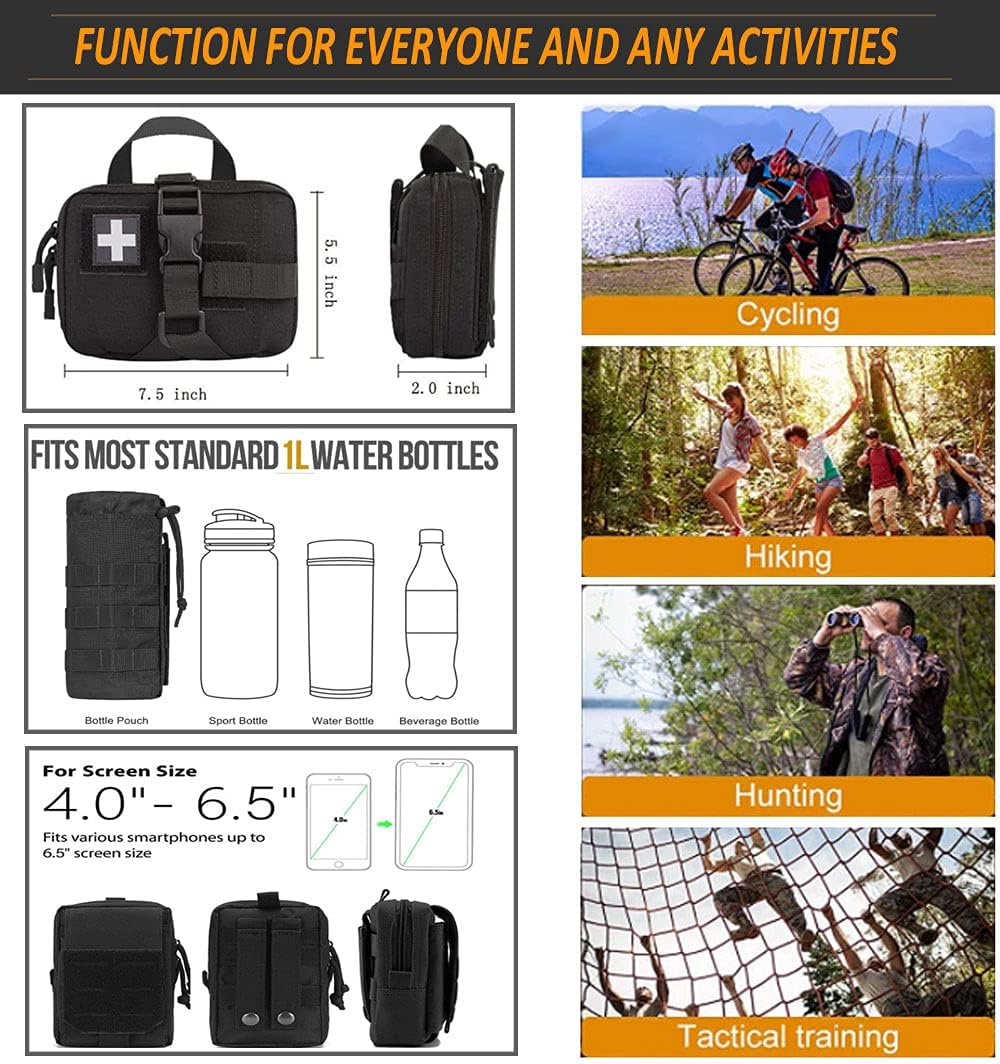 Molle Tactical Seat Back Organizer Panel with Pouches, Universal Fit For Vehicle Car, Khaki