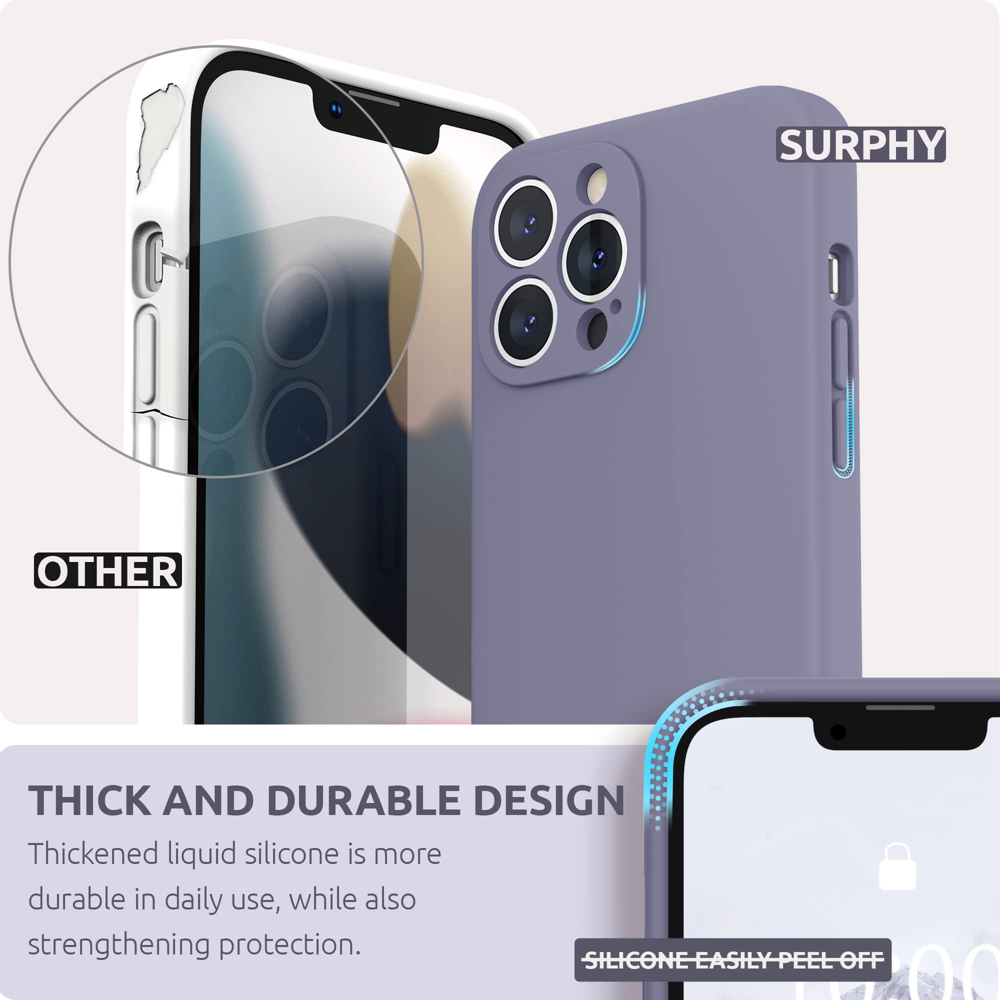 SURPHY iPhone13 Proケースラベンダーグレイ SURPHY iPhone13 Proケースラベンダーグレイ SURPHY Silicone Case