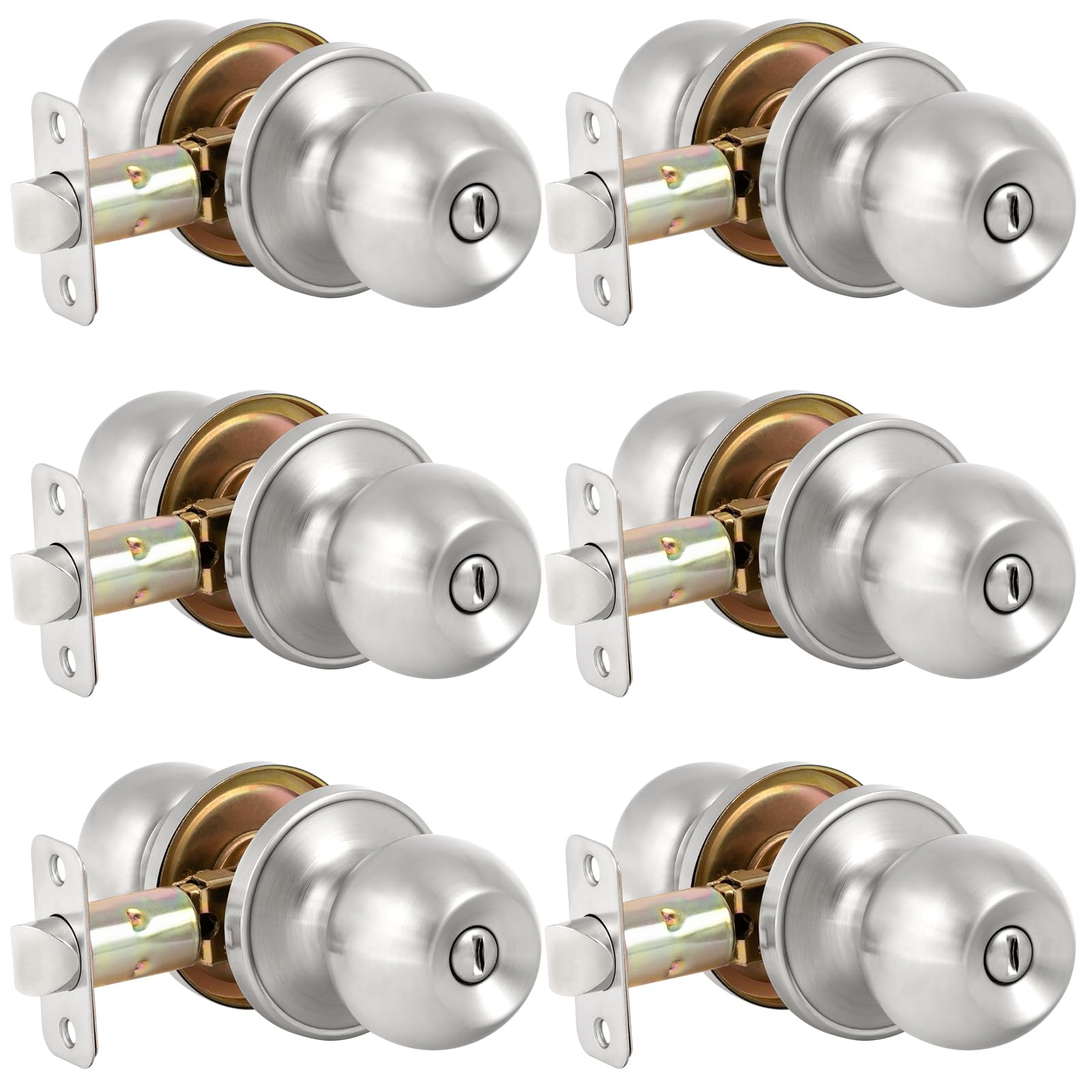 Privacy Door Knobs with Lock - 2 Pack Satin Nickel -21 Privacy Door Knobs with Lock - 2 Pack Satin Nickel -21