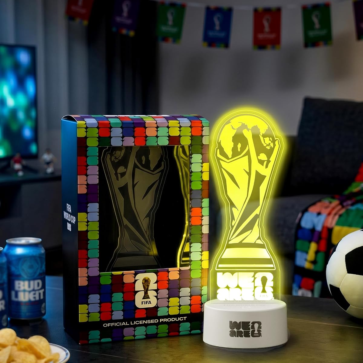 MESUCA Copa Mundial de la FIFA 2026 Trofeo Luz Nocturna, Decoración y Recuerdo Lámpara LED de Acrílico con 7 Colores y 3 Modos, Regalos de Fútbol para Niños, Niñas, Niños, Mercancía de la Copa Mundial 2026