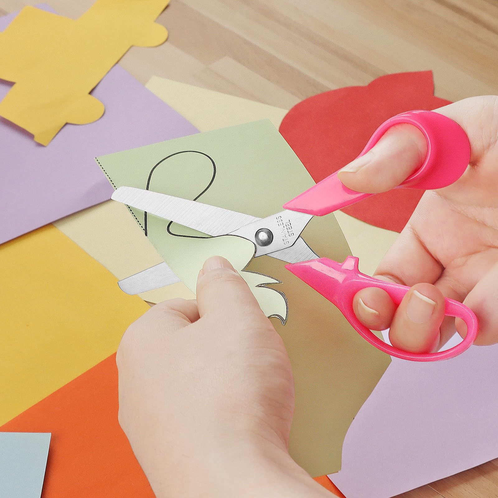 Tijeras para niños, tijeras de seguridad para niños con cuchillas de punta roma de acero inoxidable y mango ergonómico, ideales para la escuela y aulas, 12 pulgadas, paquete de