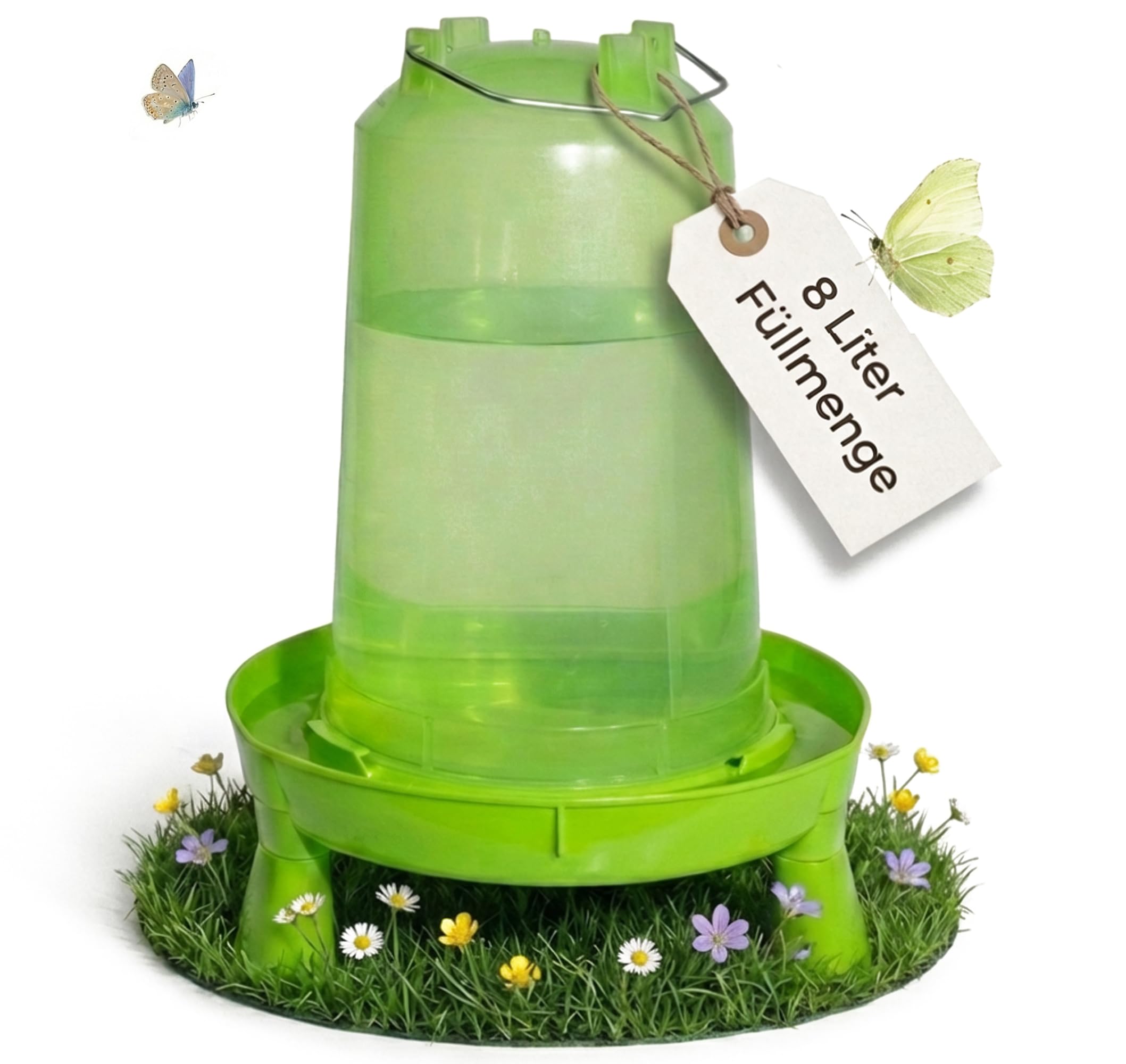 8l Hühnertränke, Geflügeltränke für Hühner, automatische Wassertränke, Tränke Geflügel als Wasserspender, Wachteltränke, Trinkbehälter, 8 Liter
