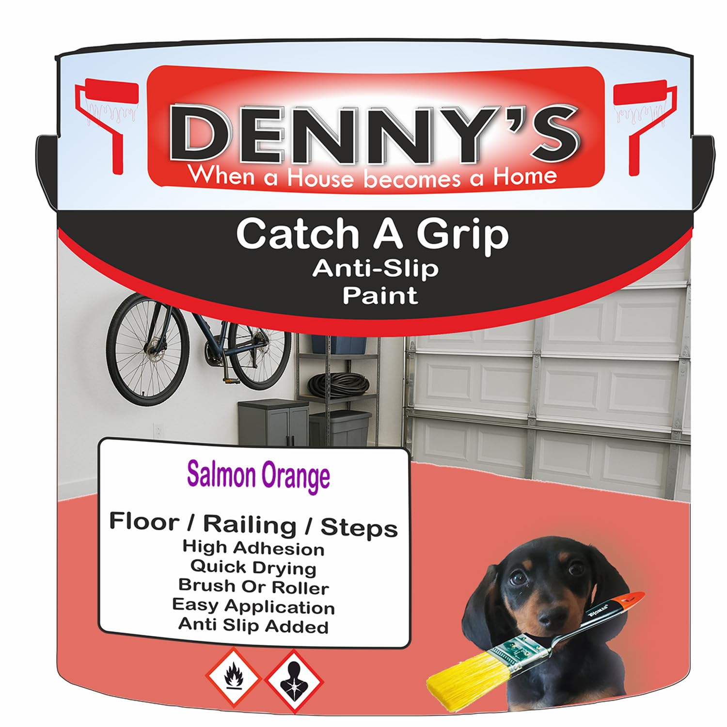 SCOOBYS PAINTS BACK IN THE MIX Catch A Grip Anti Slip Floor Paint – Non Slip Coating for Steps, Railings & Garages – 170 Colours, High Adhesion, Quick Dry, Multiple Sizes (Salmon Orange, 5 Litre Tin)