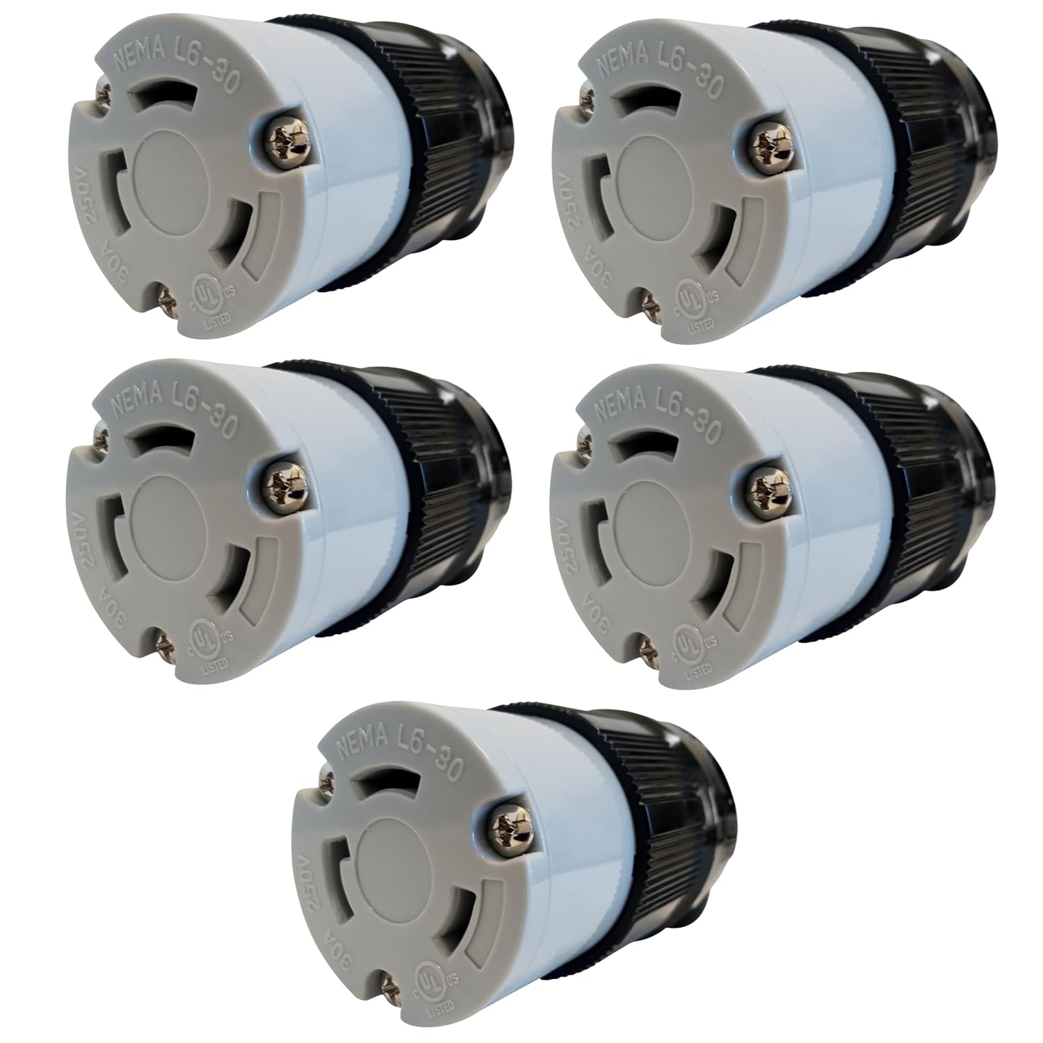 OCSParts L6-30C Grounding Locking Connector | 5-Pack | 30A 125V AC - 2 Pole 3 Wire - cUL Listed - NEMA L6-30