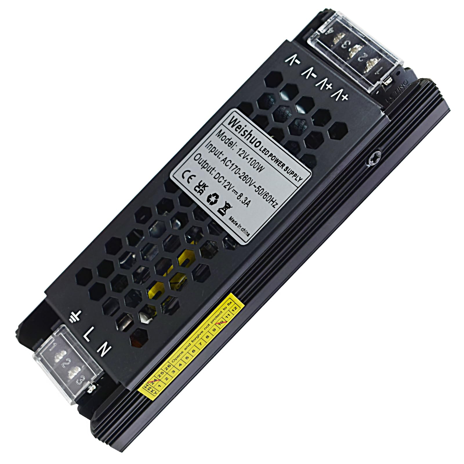 LED Driver 12V 100W LED Transformer AC 220/230V to DC 12 Volt 8.3 Amp Constant Voltage Slim Switching Power Supply for LED Strip Lights LED Bulbs and Indoor Lamps