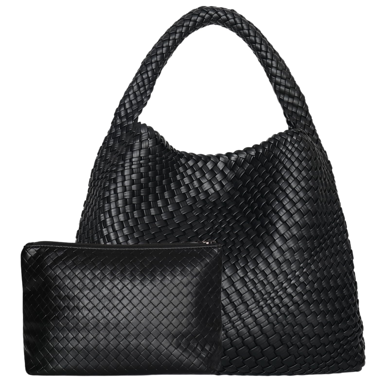 Strandtasche Frauen Große Gewebte Handtasche Weiche Leder Schultertasche Sommer Strand Reise Tote Tasche Mit Geldbeutel