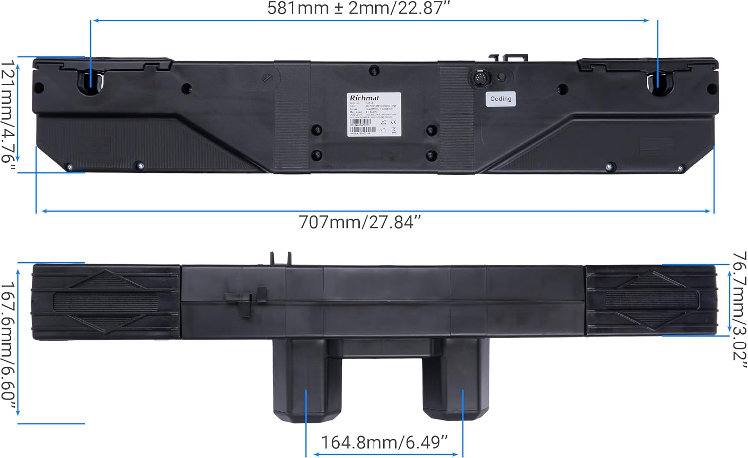 HJA1S Dual Motor Linear Actuator for Adjustable Beds & Hospital Beds - with Wired/Wireless Remotes