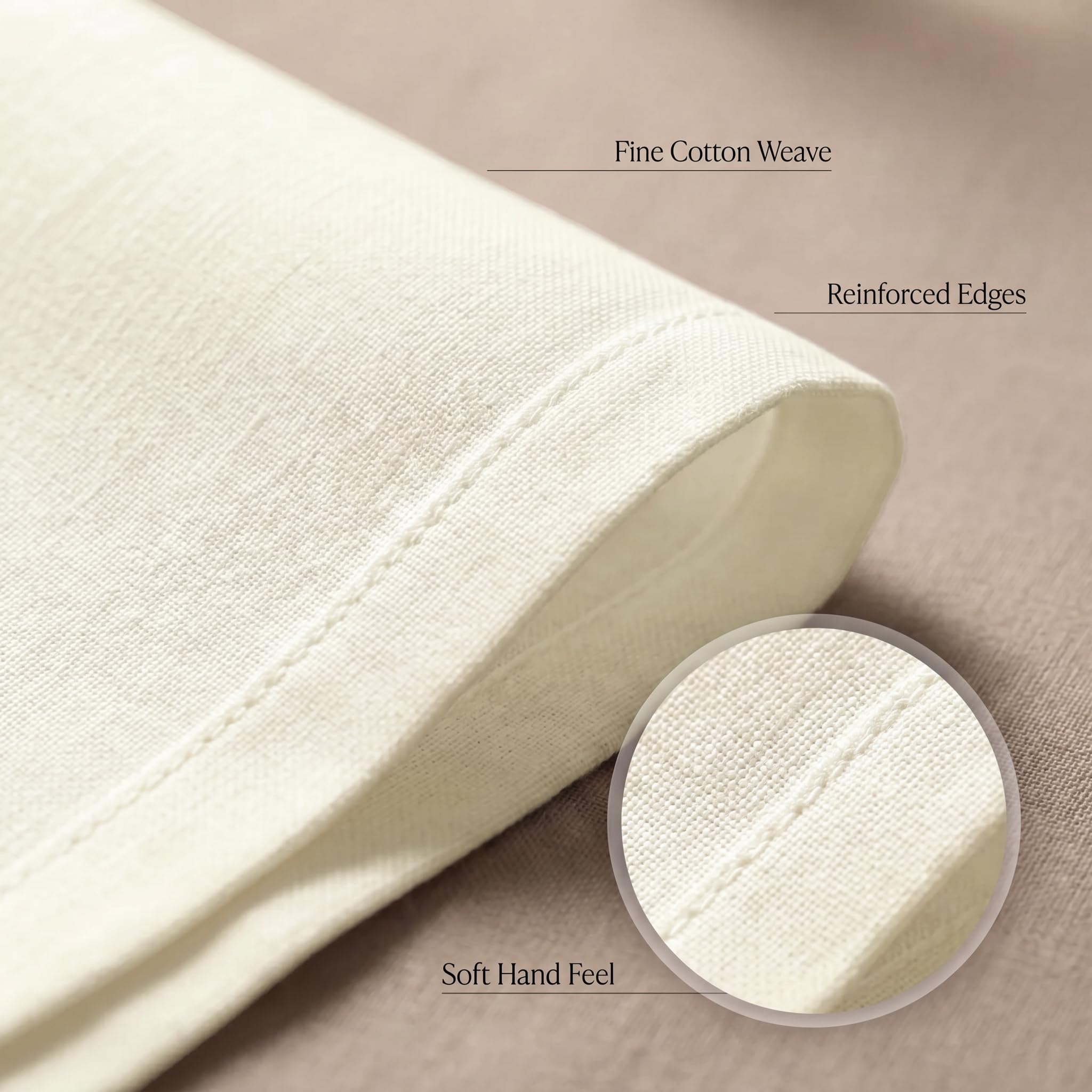 Urban Villa Servilletas de cena de tela marfil, juego de 12 servilletas de cena de 20 x 20 pulgadas, servilletas de cena de algodón, servilletas de tela de gran tamaño con esquinas ingletadas,