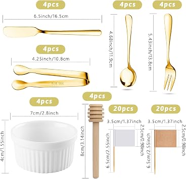 Charcuterie Boards Accessories 64Pcs Cheese Butter Spreader Knives Set Charcuterie Utensils Mini Serving Spoons and Forks Small Serving Tongs Sauce Cups Honey Dippers Toothpick Flags for Pastry Making