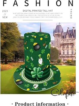 Xuan2Xuan3 St. Patrick's Day Green Leprechaun Top Hat Shamrocks Irish Festive Four-Leaf Clover Sparkle Costume Top Hat Tree Topper