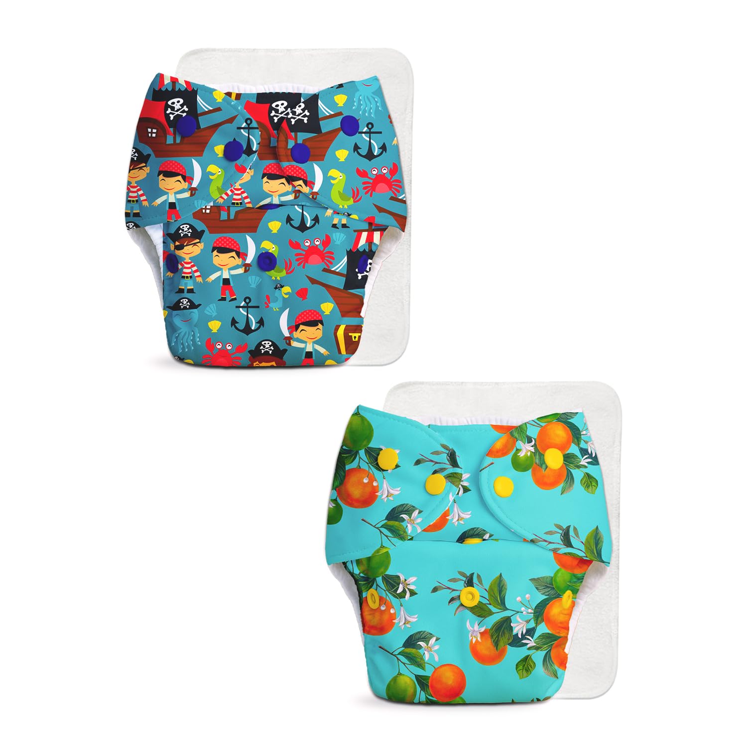 Superbottoms Basic Leakage-proof advanced cloth diapers for babies, High Absorbent 100% cotton 2 reusable diaper and 2 insert pad Combo Pack washable cloth diaper 3M -3Years Adjustable, Reduces Rash-image-25