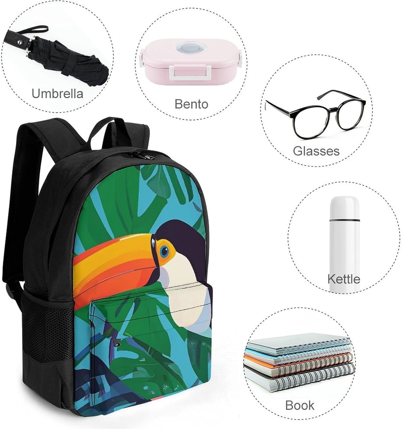 Portable Toucan Backpack with Front & Side Pockets image 4