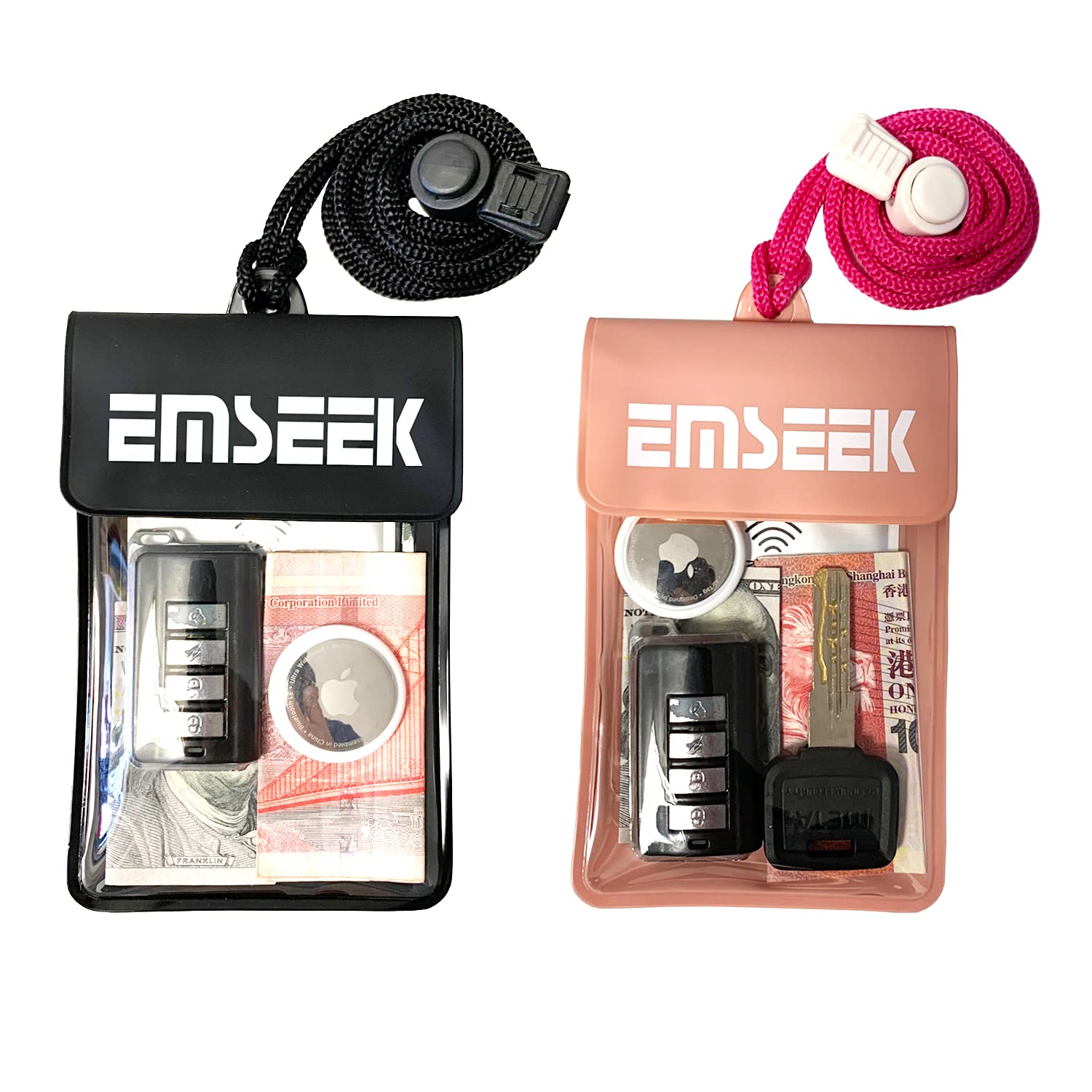 EMSEEKEMSEEK Waterproof Wallet Waterproof Car key Fob Holder Pouch Surf Dry case For Key Cash Cards ID Driver License