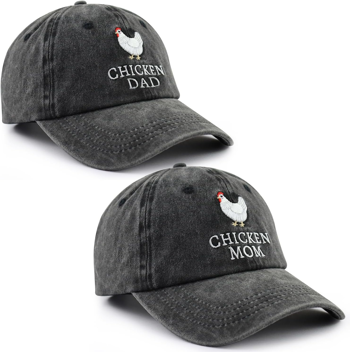 Chicken Mom and Chicken Dad Hat for Women Men, Funny Adjustable Cotton Embroidered Farm Hen Lovers Baseball Cap - Image 3