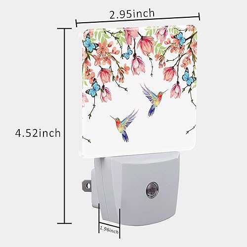 Miniatura 5 de Luz nocturna de colibríes y mariposas azules enchufable a la pared con sensor de atardecer a amanecer, bonita luz nocturna para niños, niñas, niños,