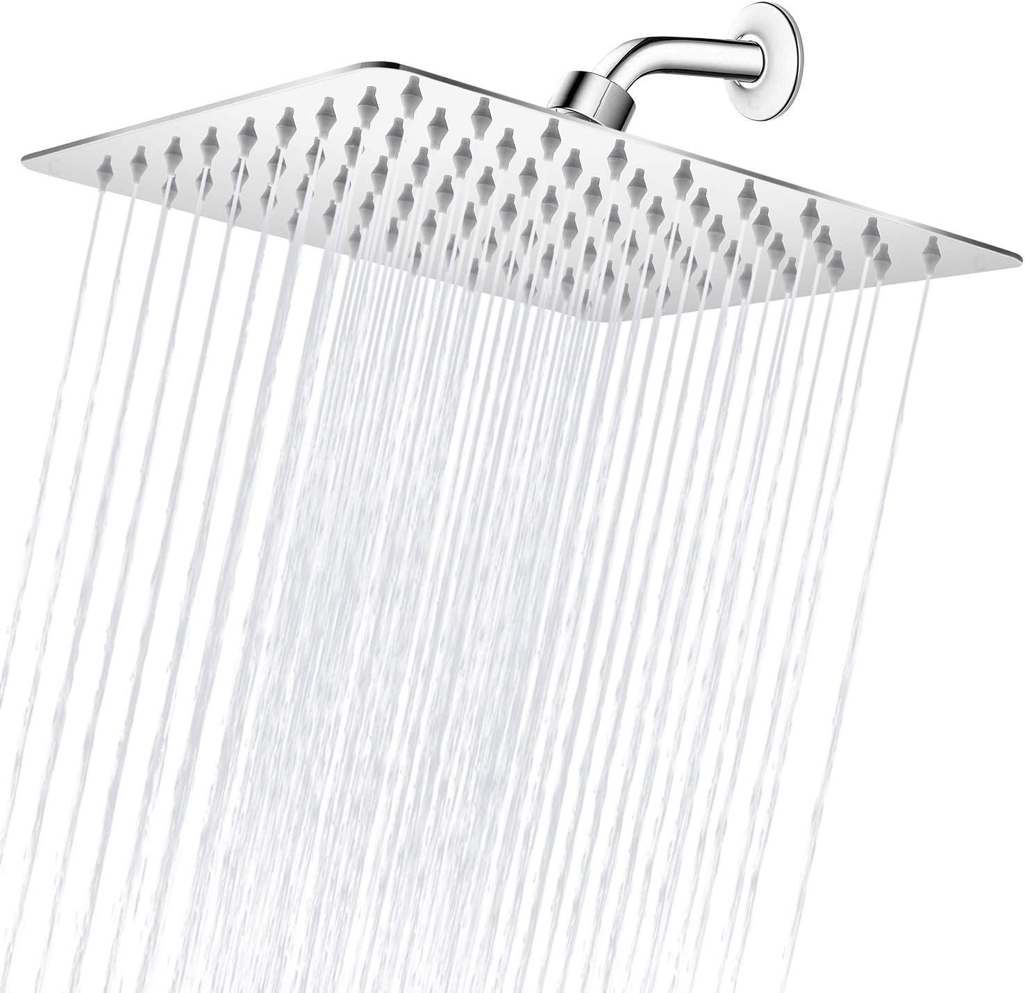 YISSVIC 8 Inches Rain Shower Head High Pressure Shower Head Anti-leak Rainfall Showerhead with Adjustable Swivel Ball Joint and Self-cleaning Nozzles