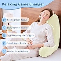 Vista 6 de Sasttie Almohadas de lectura, 25 pulgadas, para sentarse en la cama, terciopelo, jumbo, respaldo alto XL, apoyo de espalda para sofá y piso, Crema