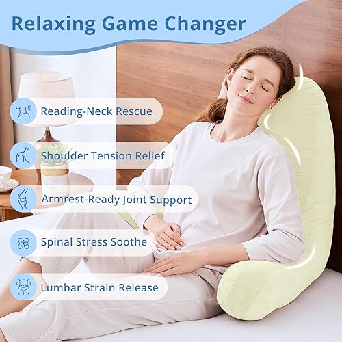 Miniatura 6 de Sasttie Almohadas de lectura, 25 pulgadas, para sentarse en la cama, terciopelo, jumbo, respaldo alto XL, apoyo de espalda para sofá y piso,