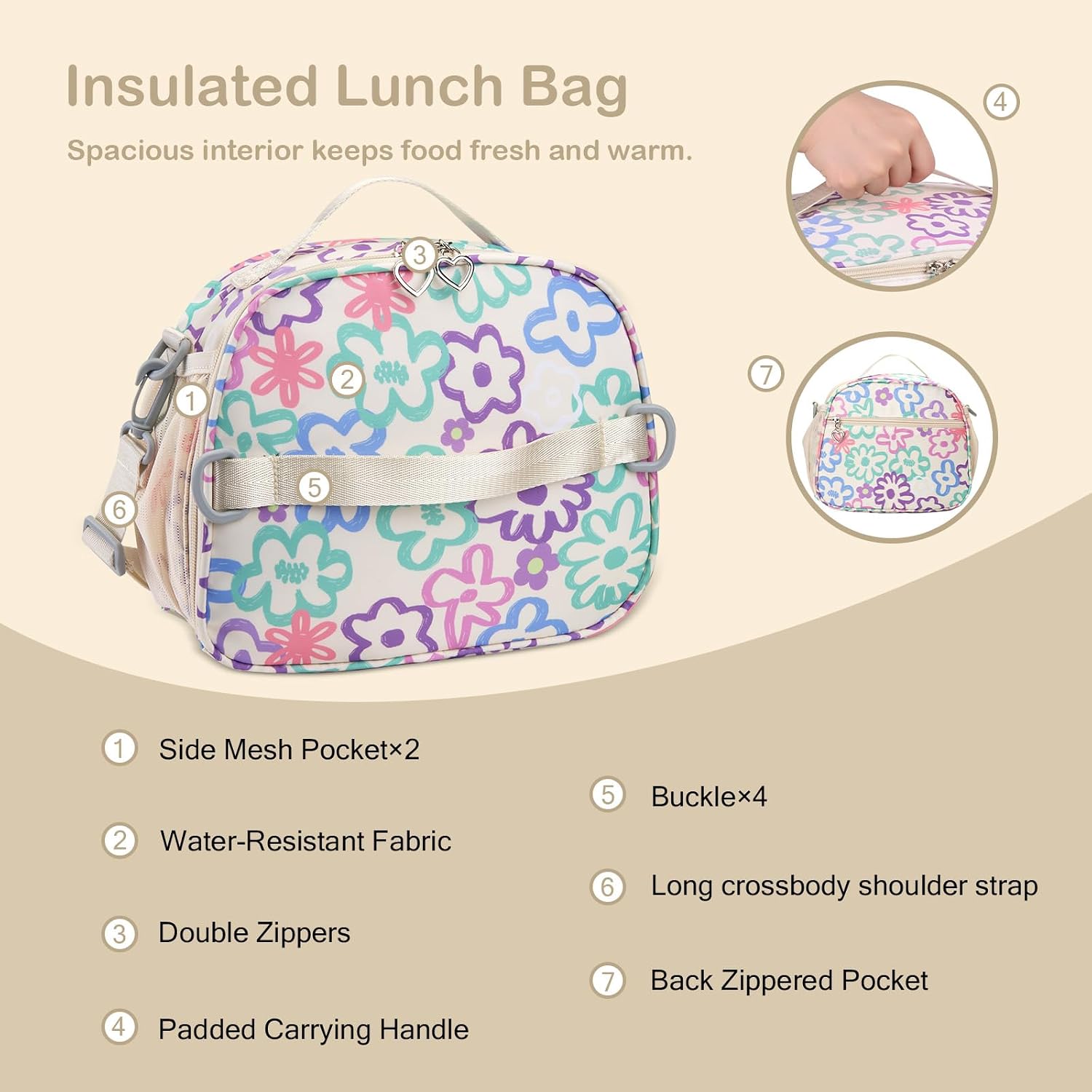 Rexmore Girls 3pcs Backpack Lunch Box