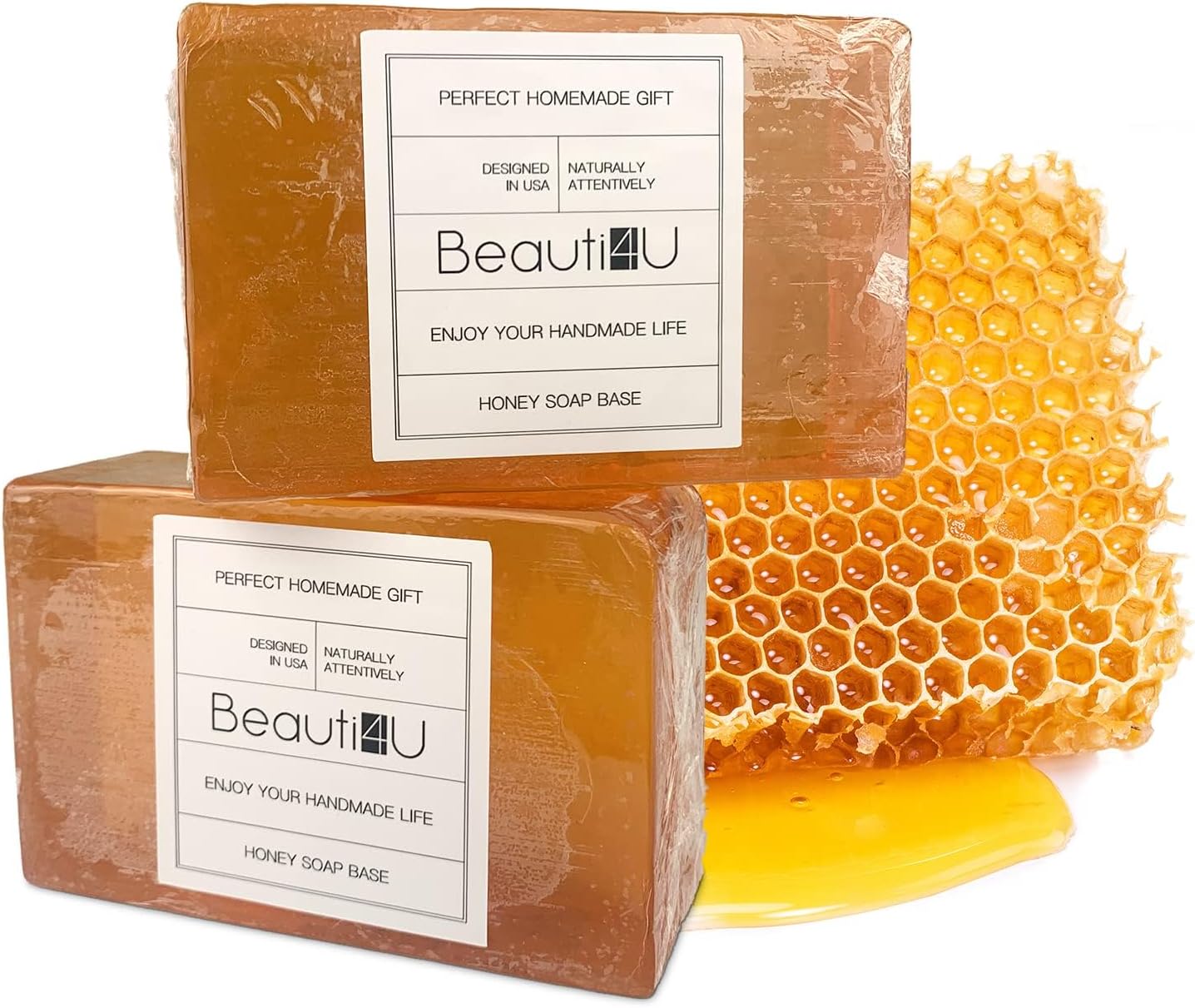 BEAUTI4U 2LB Honey Soap Base - Goat Milk Soap Making Supplies with Soap Making Kit - Melt and Pour Soap Base - Melt and Pour Soap Kit - Soap Making Supplies Kit - Organic Soap Base for Soap Making