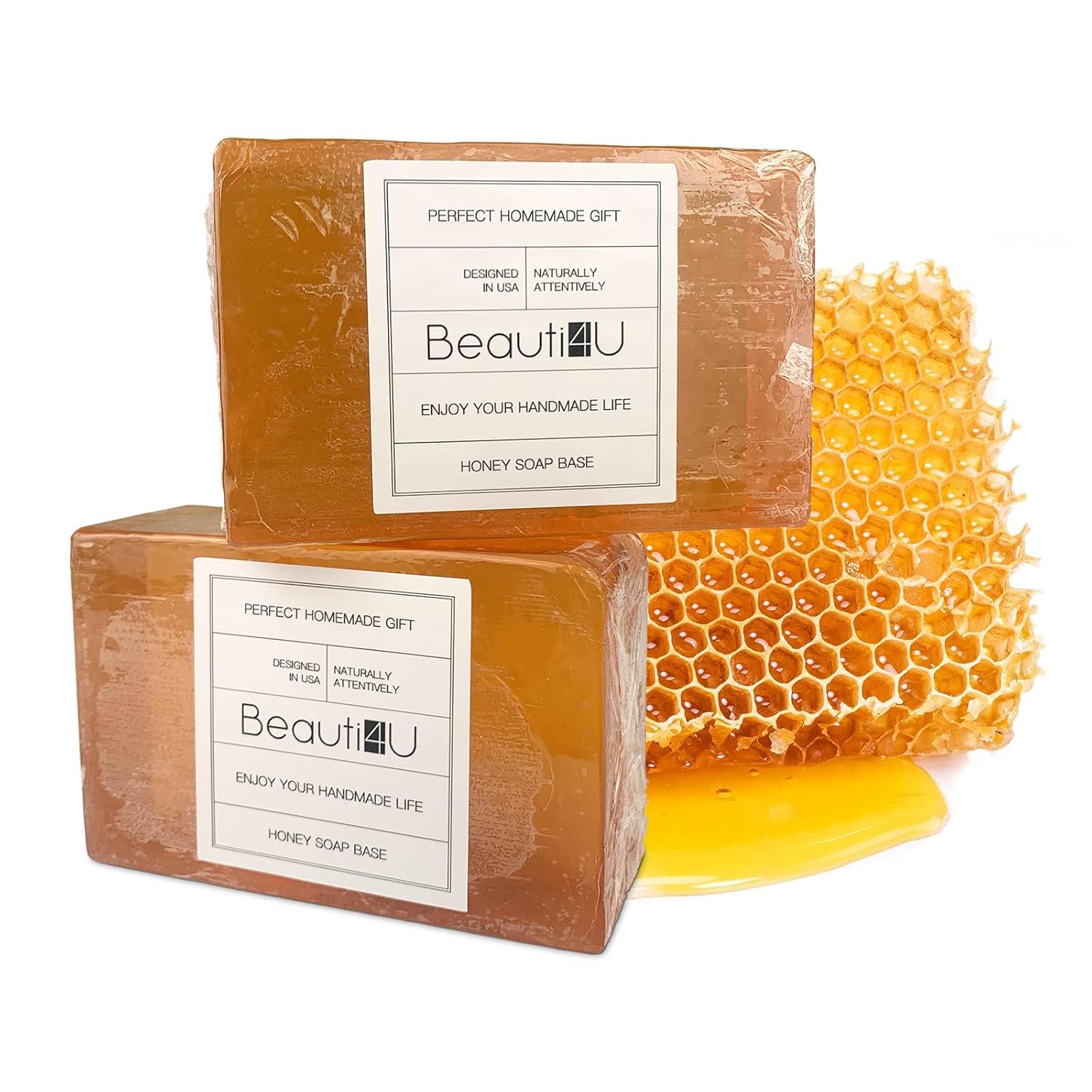 BEAUTI4U 2LB Honey Soap Base - Saop Making Supplies - Melt And Pour Sope Bace - Melt And Pour Sope - Sope Making Supplies - Organic Saop Base For Soap Makeing