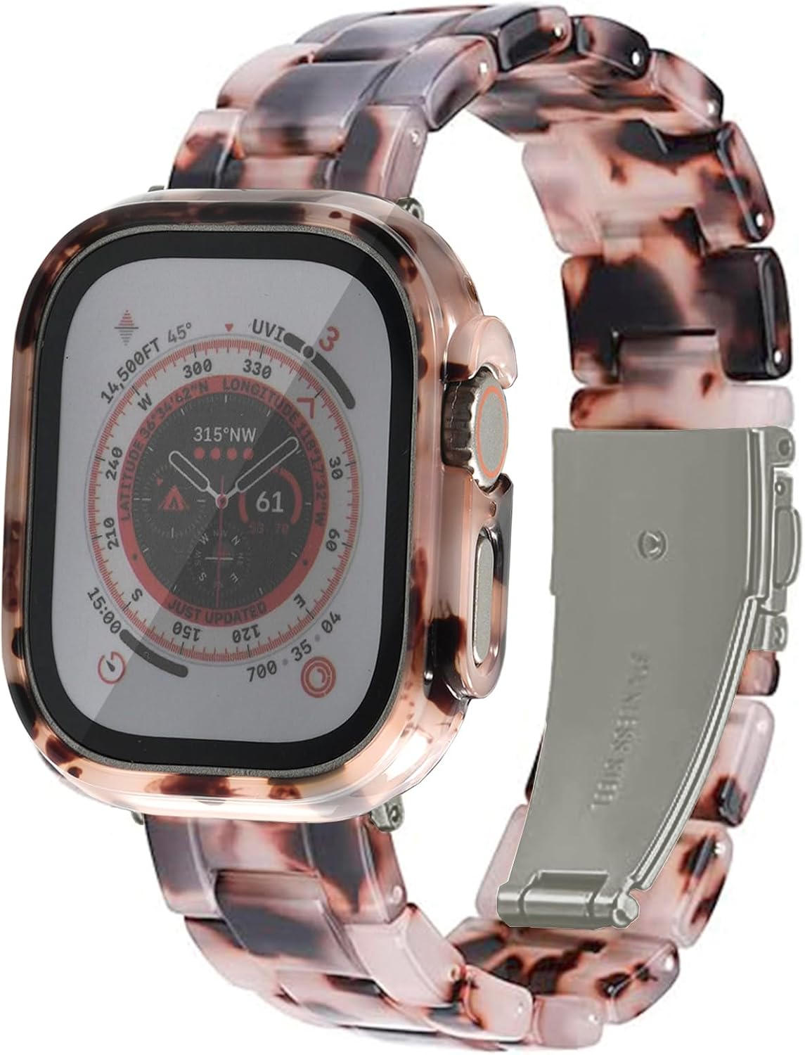 Band with Case Compatible with Apple Watch 49mm 46mm 45mm 44mm 42mm 41mm 40mm 38mm,Women Men Fashion Resin Strap Bumper for iWatch Ultra 3/2/1 Series 11 10 9 8 7 SE 6 5 4 3 2 1