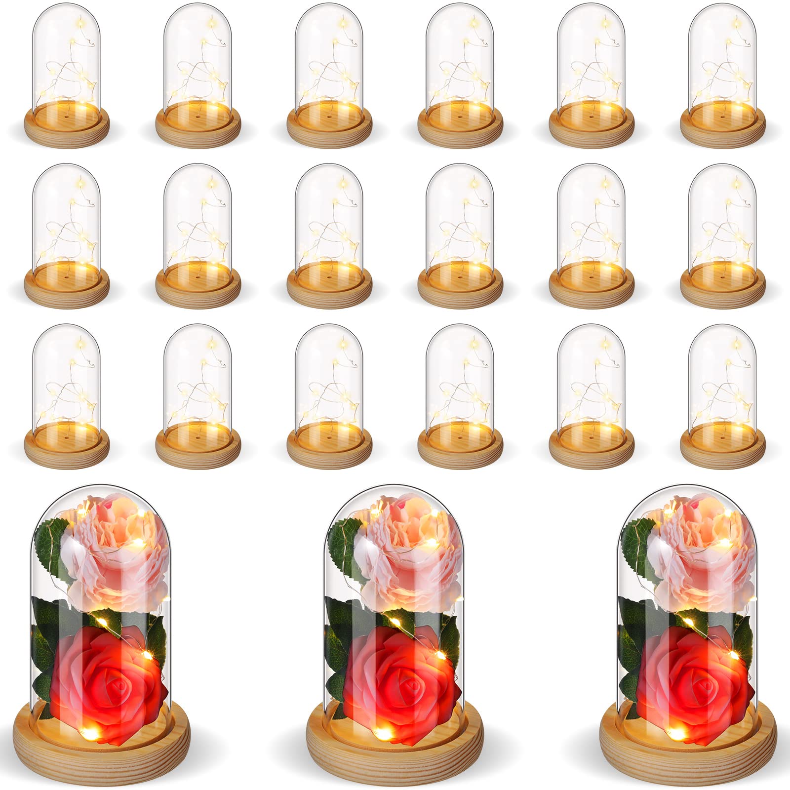 Remerry 18 Pieces Plastic Cloche Dome Plastic Dome Display Case with