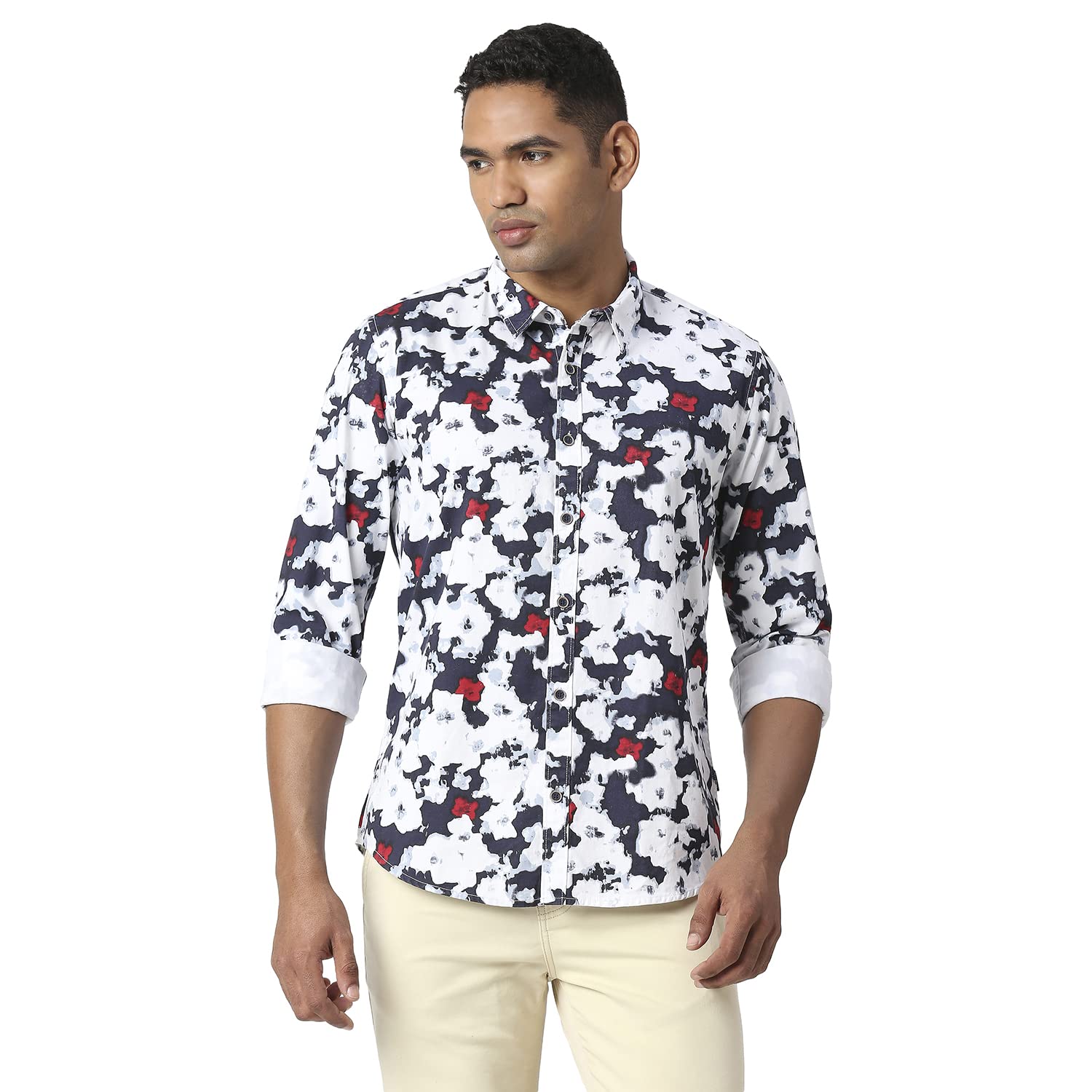 Pepe Jeans Men's Regular Fit Printed Shirts Navy