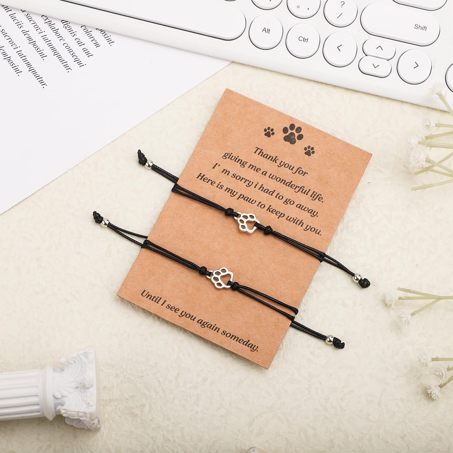 Cat Dog Memorial Bracelet Gift, Memorial Bracelet for Pet Loss Sympathy Gifts Paw Print Friendship Bracelets for Cat & Dog Lovers - Image 3