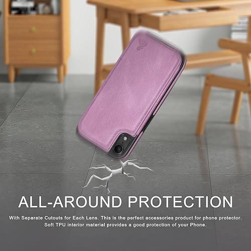 Miniatura 5 de DJDUCK Funda diseñada para iPhone XR con tarjetero y cierre magnético, protección de cuero con bloqueo RFID, a prueba de golpes, para mujeres