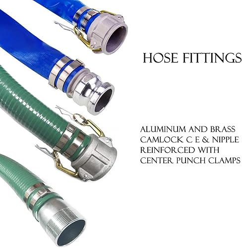 Vista 17 de Eastrans El kit de bomba de manguera de descarga incluye manguera de retrolavado de PVC azul de 2 x 50 pies y manguera de succión de PVC verde de 2