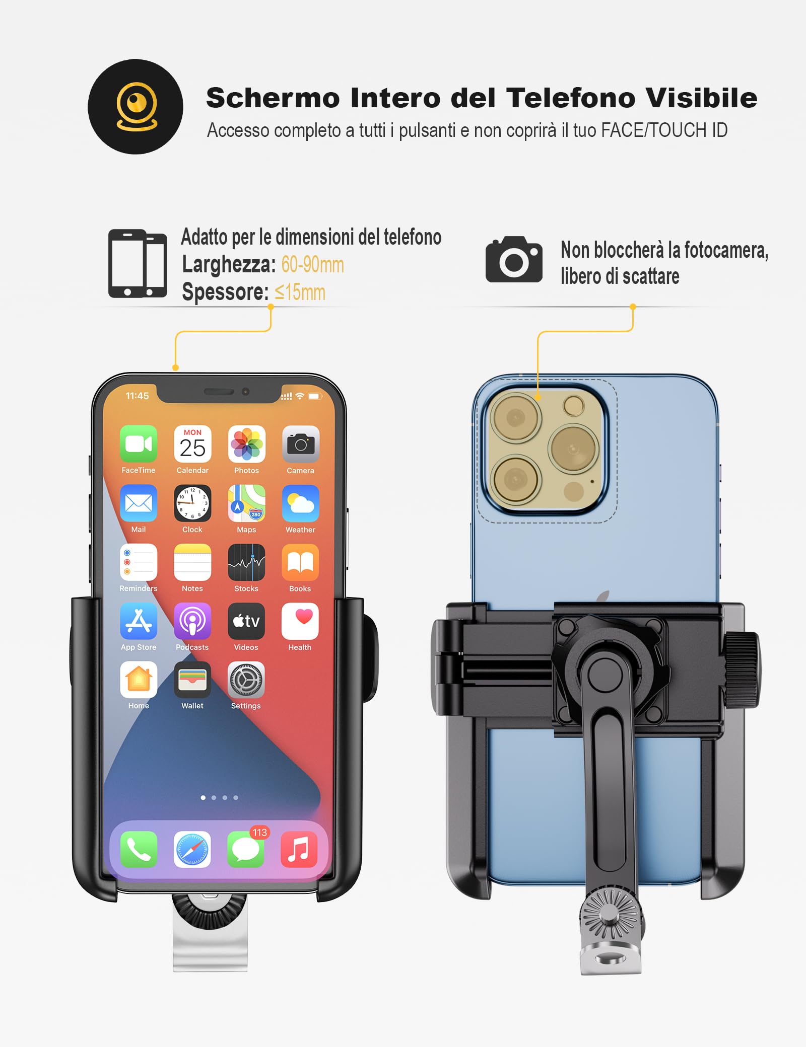 Grefay Supporto Telefono Moto Supporto Telefono Scooter Rotativo a 360° Rilascio Rapido Supporto Moto Telefono per 3,5-7,0 Pollici Smartphone Dispositivi