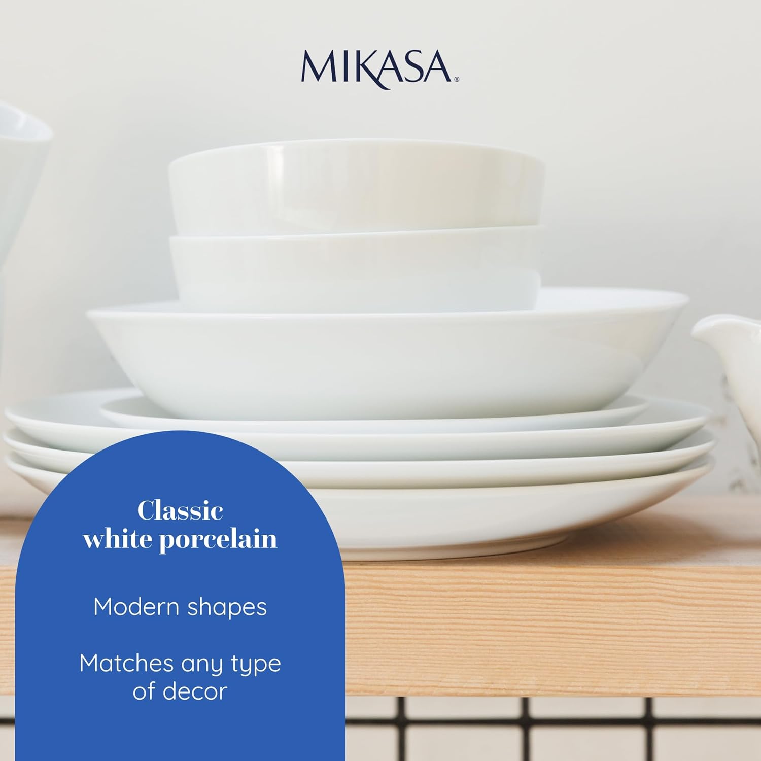 Mikasa MKCHPIEDISH Chalk Porcelain Oval Pie Dish, 18cm, White