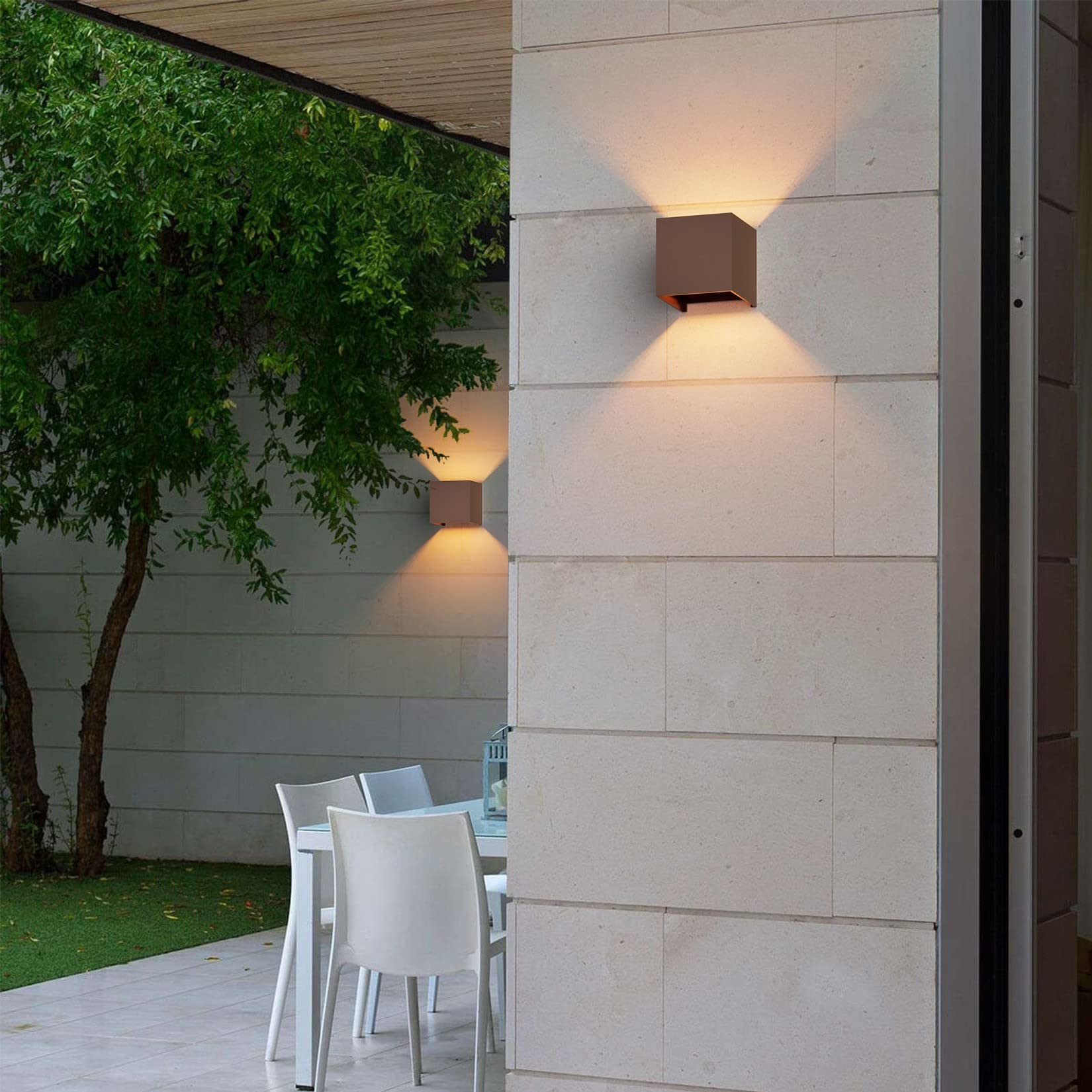 Klighten 2 PCS Aplique pared LED Con G9 LED Bombillas Reemplazables, Blanco Cálido 3000K Lampara de pared Interior/Exterior IP54 Ángulo ajustable Lámpara Pared (Bronce)