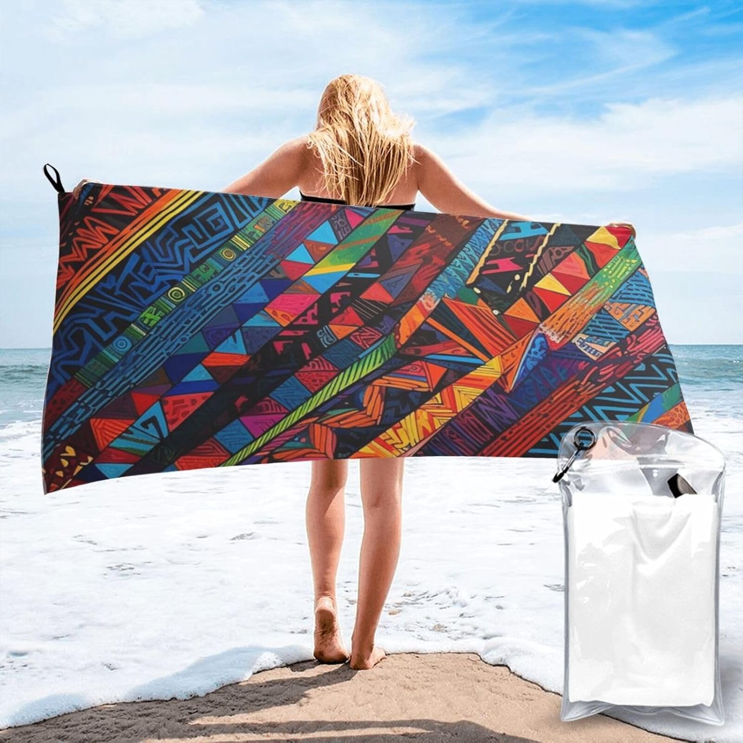 Beach Towel Detailed Texture Microfiber Quick Dry Towel for Swimming Oversized Absorbent Bath Towels Beach Accessories Pool Towels for Gym Yoga Travel Sports Camping 27.5″x55″