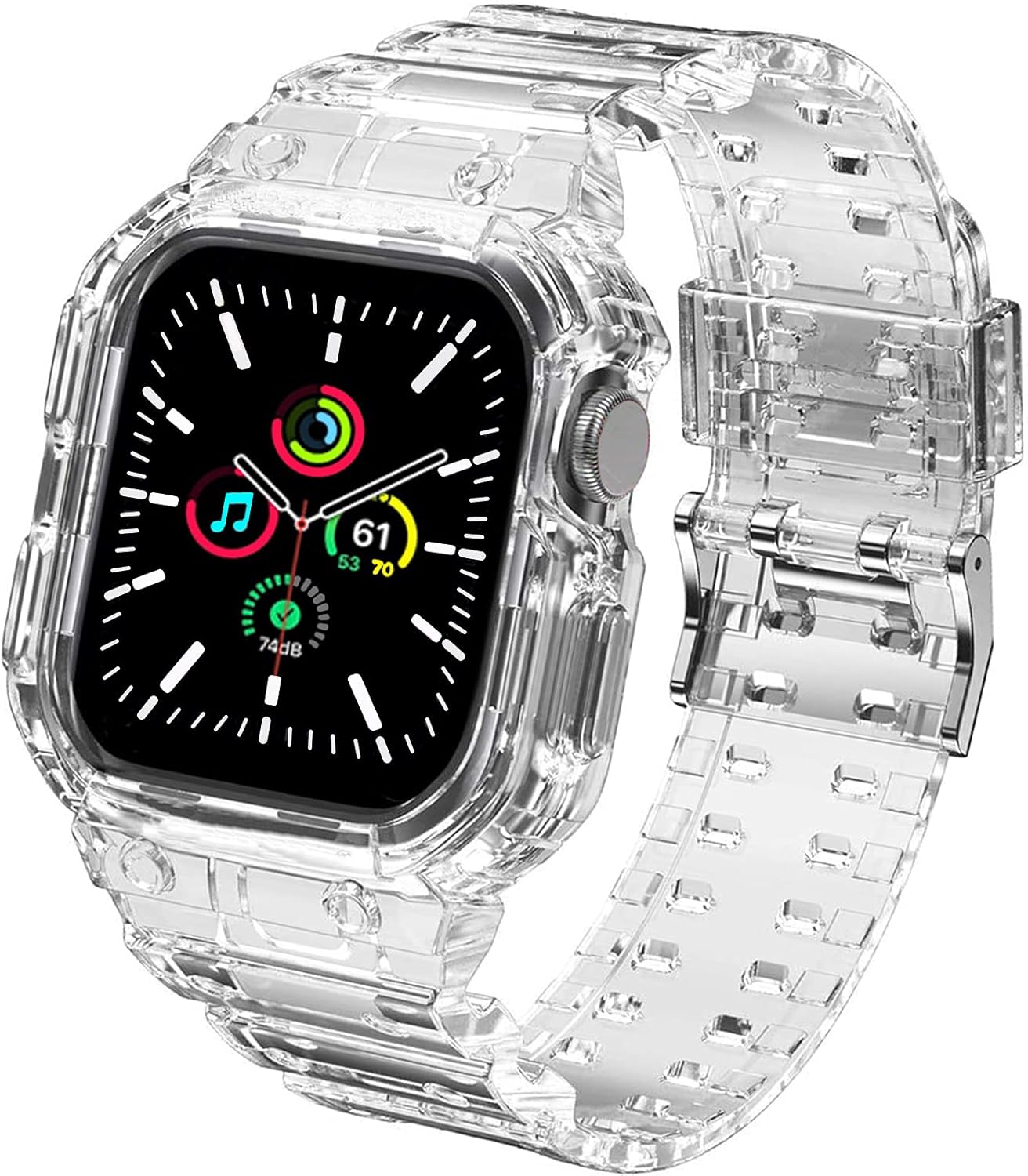 Compatible for Apple Watch Band 40mm 38mm with Protective Case, Men Women Crystal Clear Sporty Protective Drop-Proof Shockproof Case with Premium Soft Fadeless TPU Adjustable Strap Bands for iWatch Series 6/5/4/3/2