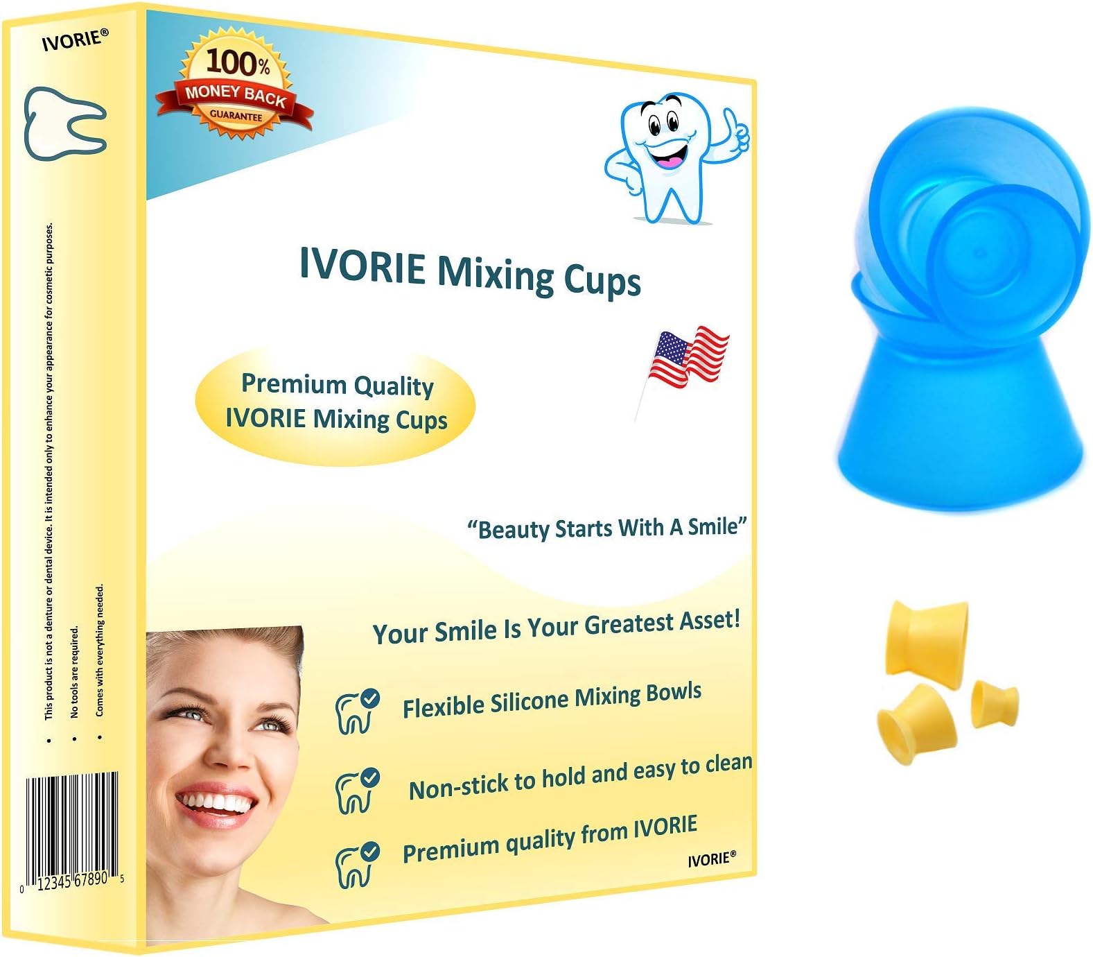 IVORIE Silicone Cup Acrylic Non-Stick Mixing Cups