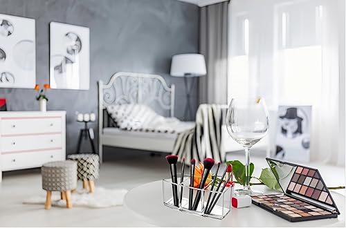 Miniatura 5 de Organizador de herramientas cosméticas acrílicas, caja de almacenamiento de maquillaje cosmético transparente de 3 compartimentos, soporte de