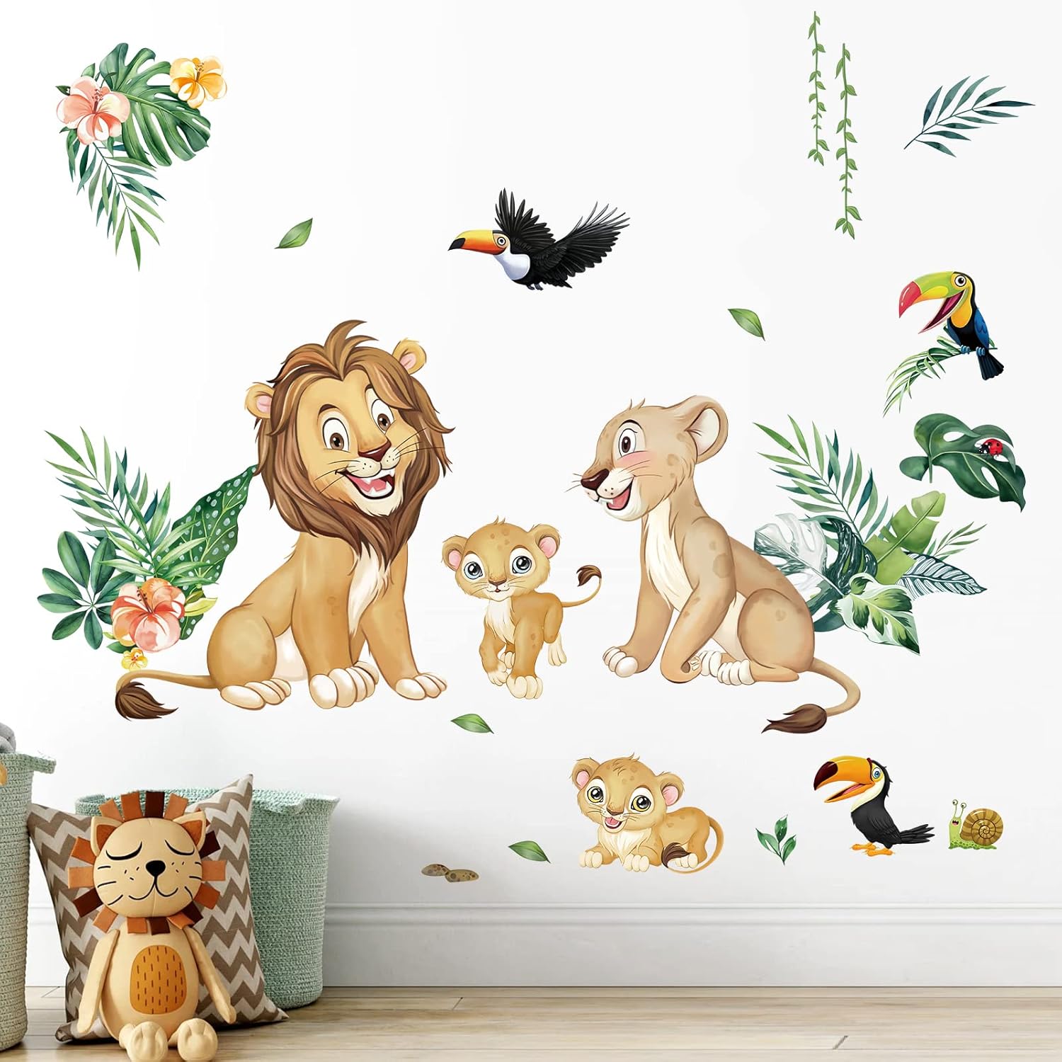decalmile Safari Animal Lions Wall Decals Jungle Animals Lion family