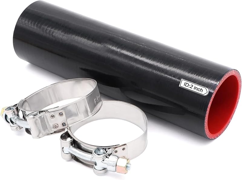 Mangote Reto de Silicone Fuzbaxy para Intercooler, 2" de Diâmetro Interno com Abraçadeiras T-Bolt – Kit