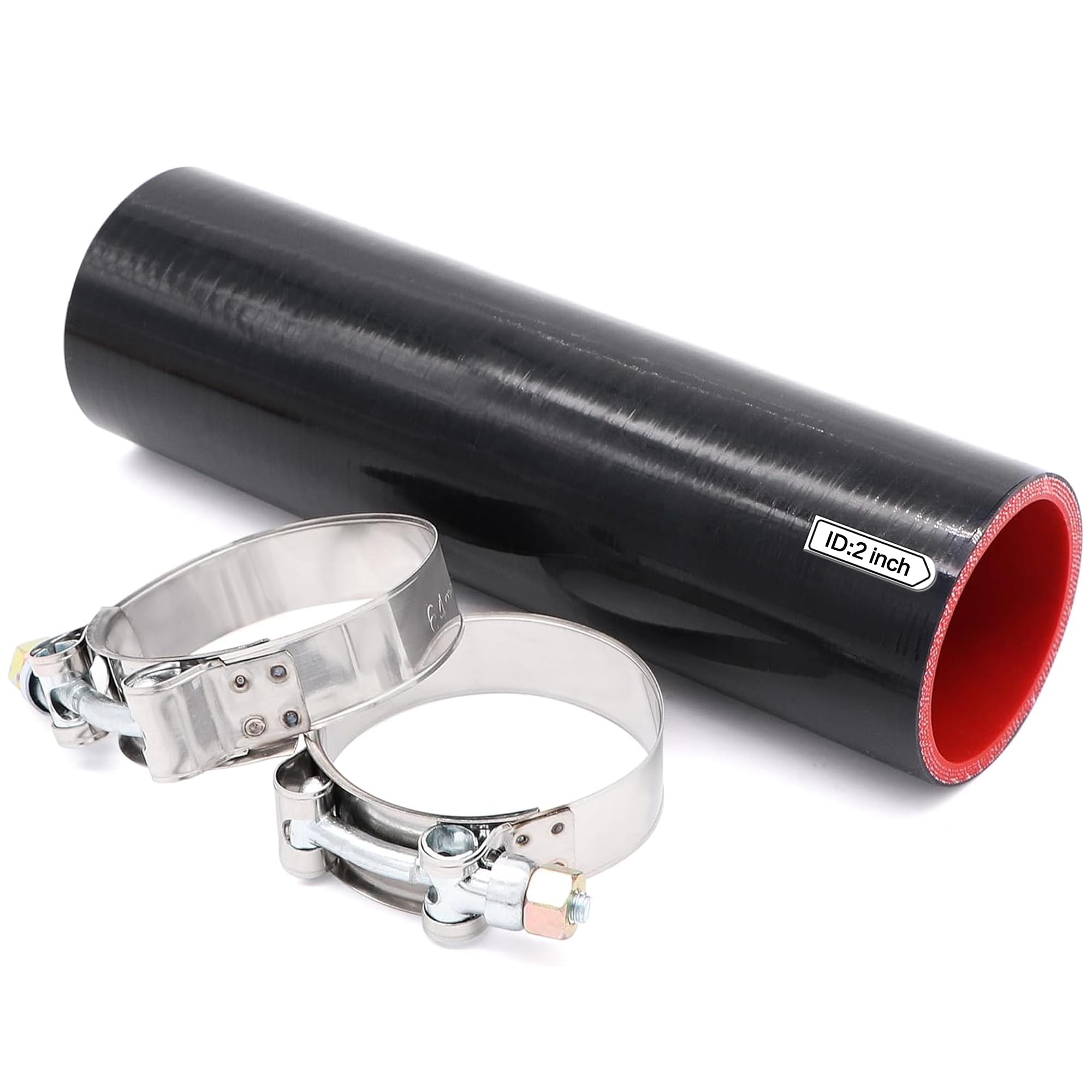 Photo 1 of 2" ID Straight Silicone Hose Coupler, High Temp 4-Ply Reinforced with Stainless Steel T-Bolt Clamp