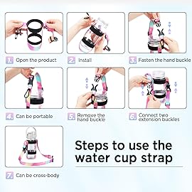 EasyAcc Water Bottle Holder Strap Sling, for Owala FreeSip 24 32 40 oz, Hydro Flask, Cirkul, Yeti, Stanley Flip, Universal Water Bottles, with Carabiner, for Walking Curise Travel (Bottle Excluded)