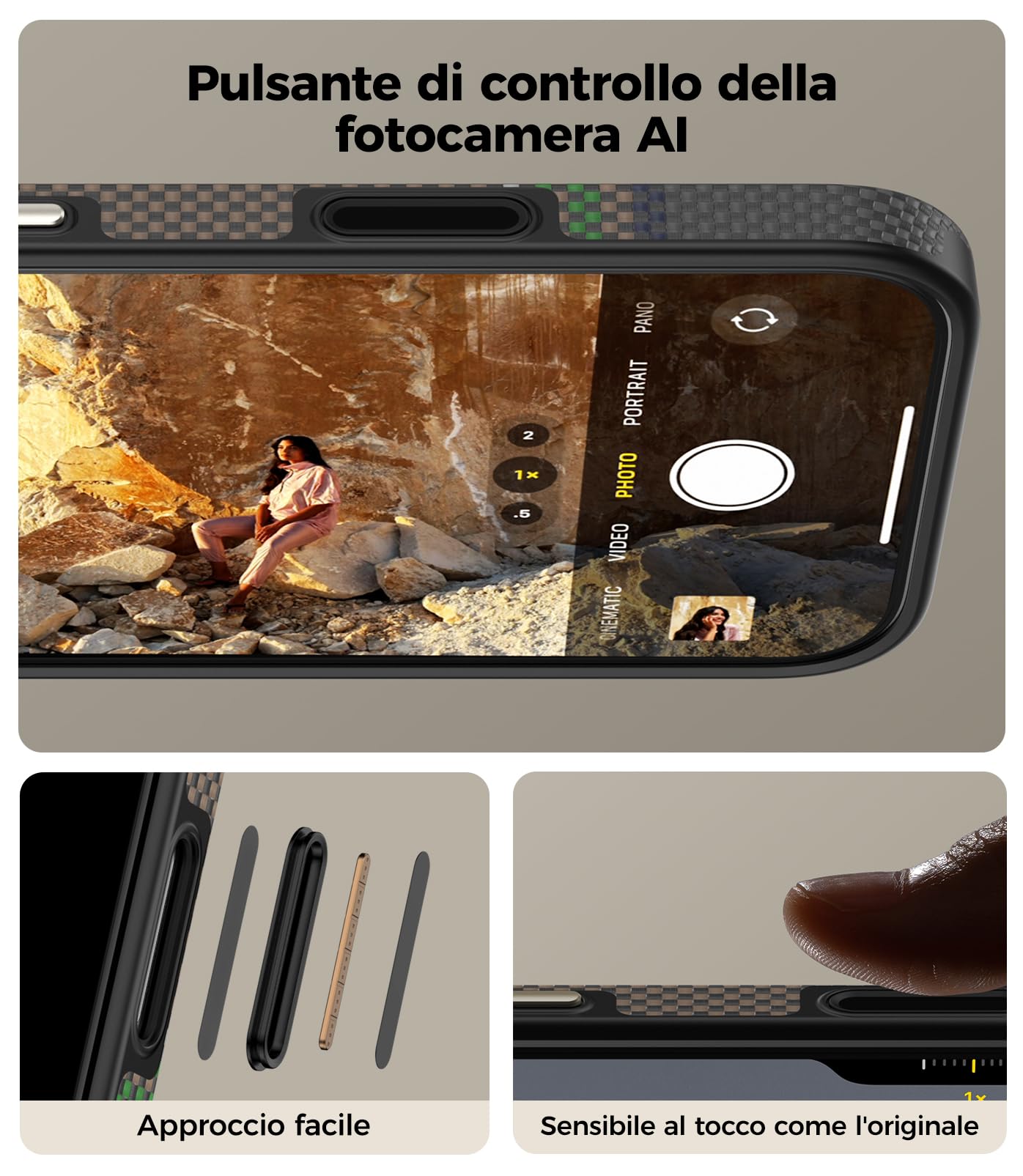 BENKS Prestige Cover per iPhone 17 Pro Max con Pulsante Controllo Fotocamera Compatibile con MagSafe, Antiurto Custodia in Fibra Aramidica DuPont Kevlar e TPU