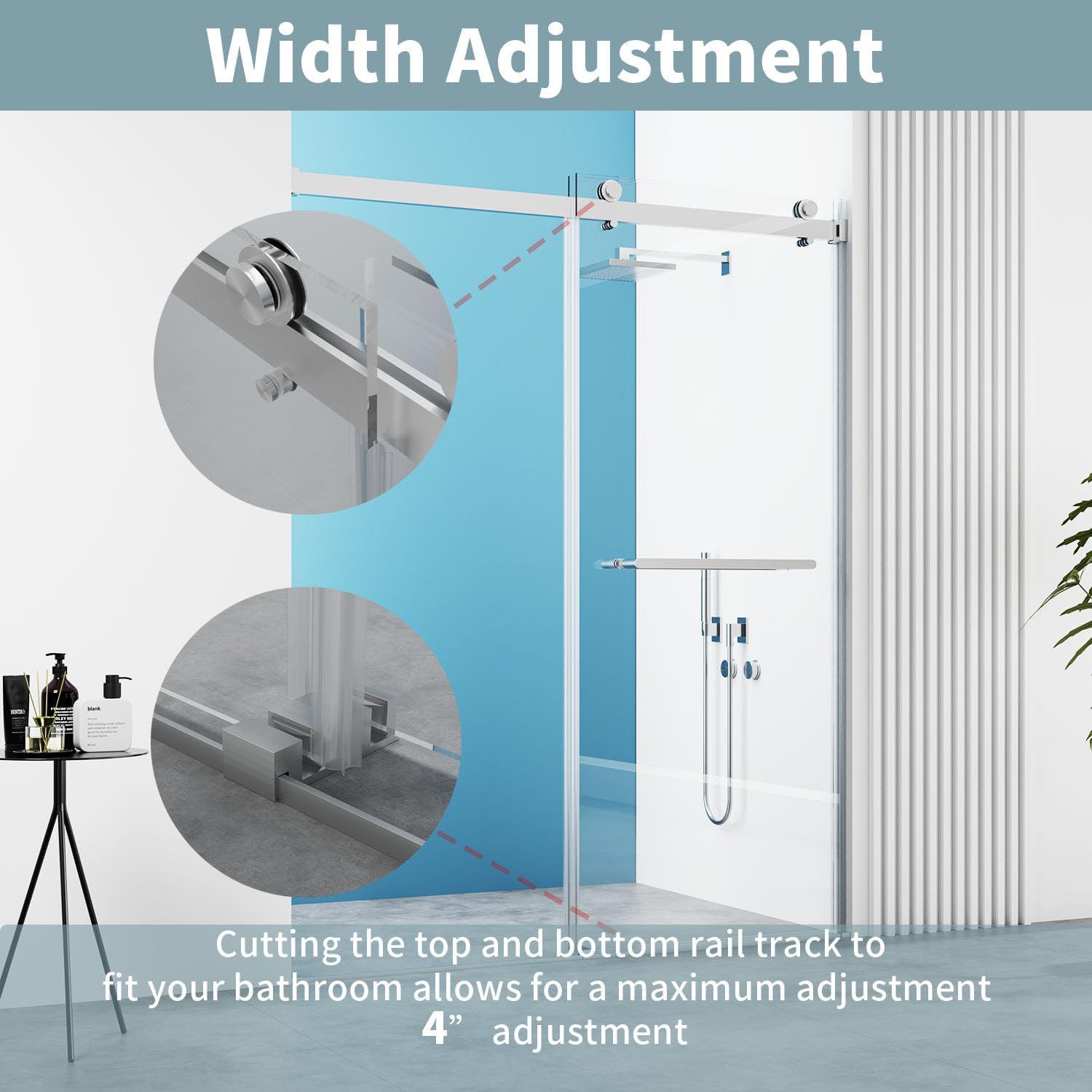 56-60" W x 76" H Frameless Double Sliding Shower Door, Frameless Shower Door, Shower Glass Door with 5/16" (8mm) Clear SGCC Tempered Glass, Stainless Steel Hardware (60"x76" Brushed Silver)