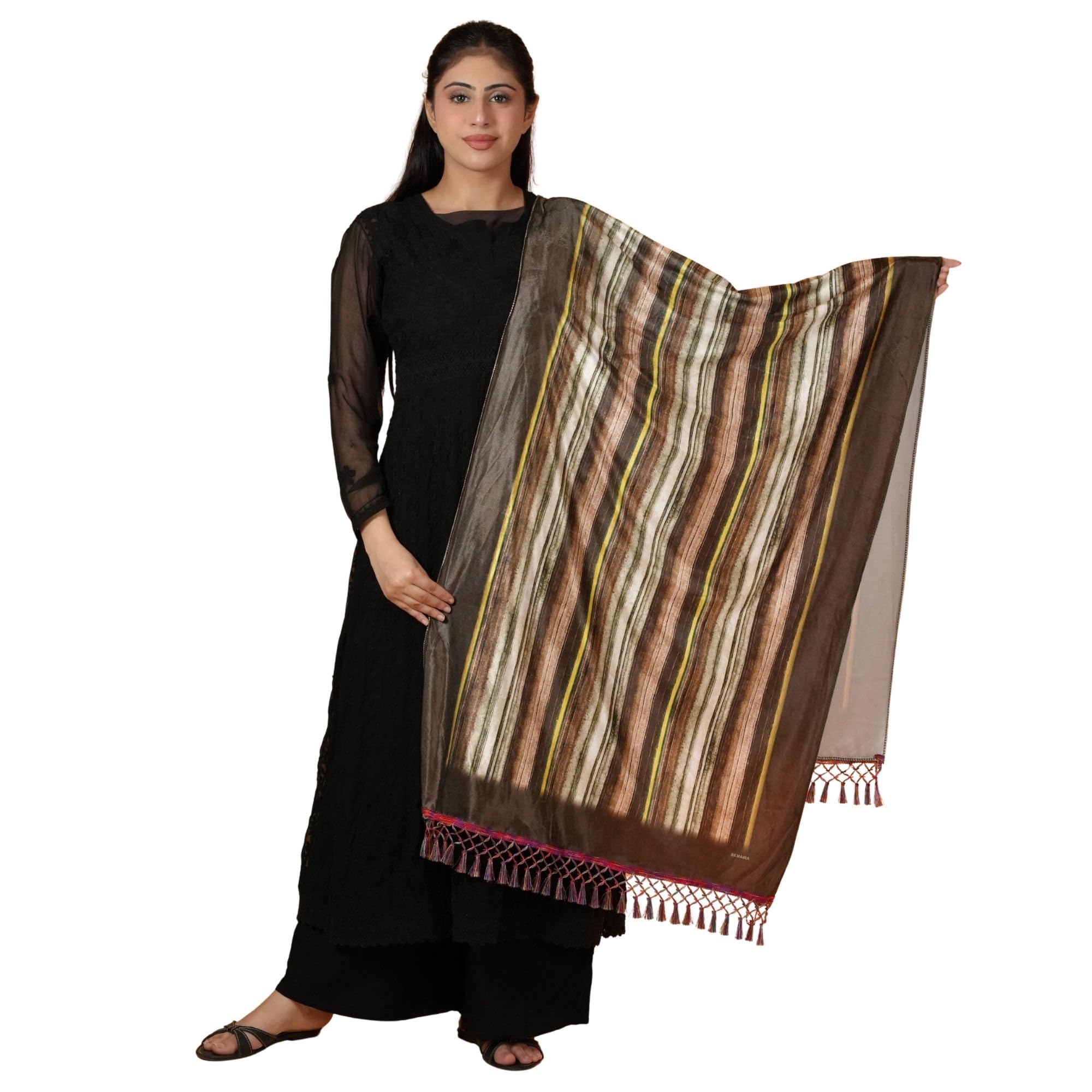 Women's Velvet Printed Shawl | Soft Warm Ethnic Wrap-image-48
