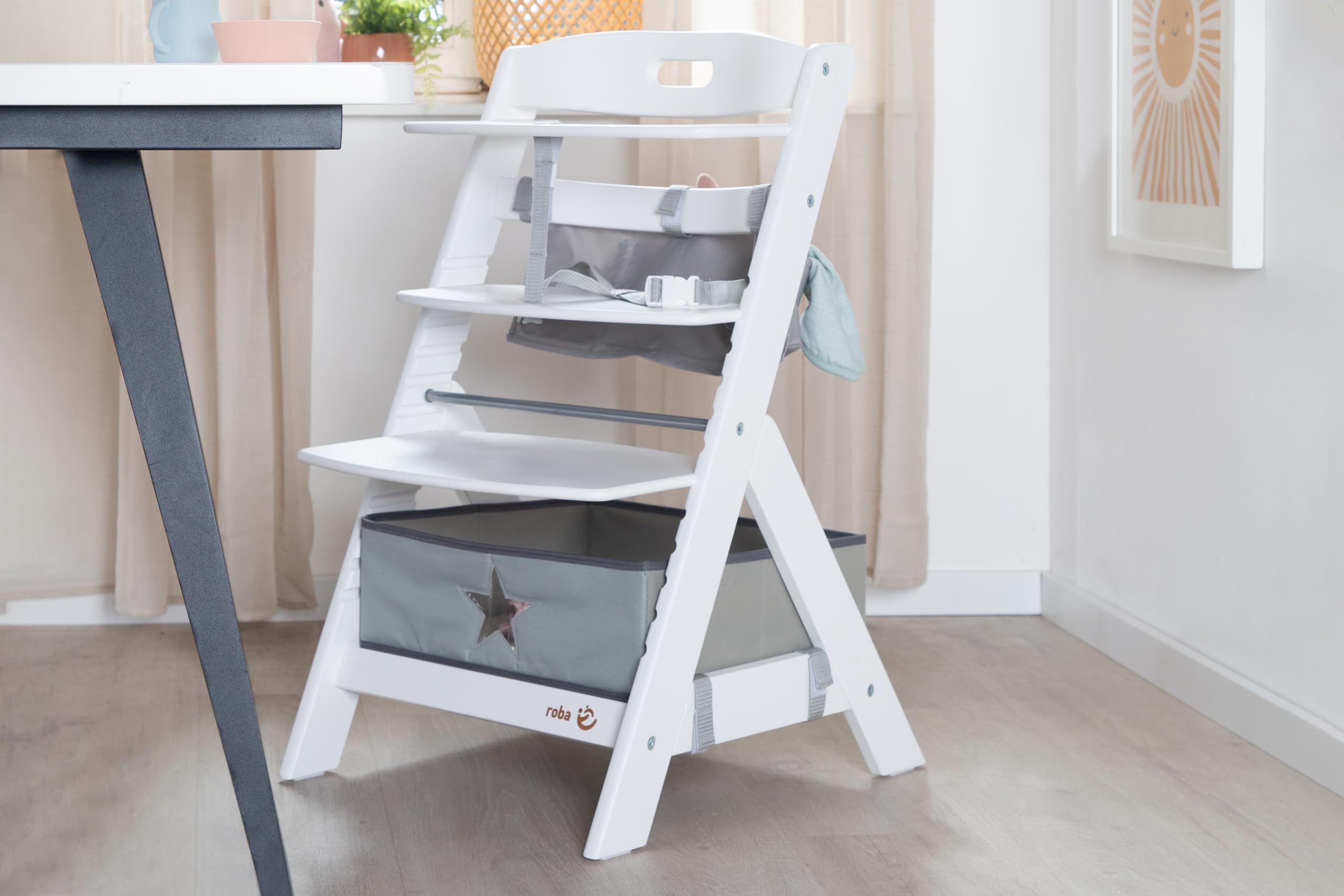 roba Trona para Bebé Liv Up Incl. Organizador de Trona – Trona Infantil de Madera Certificada FSC – Desde 6 Meses – Hasta 70 kg – Blanco